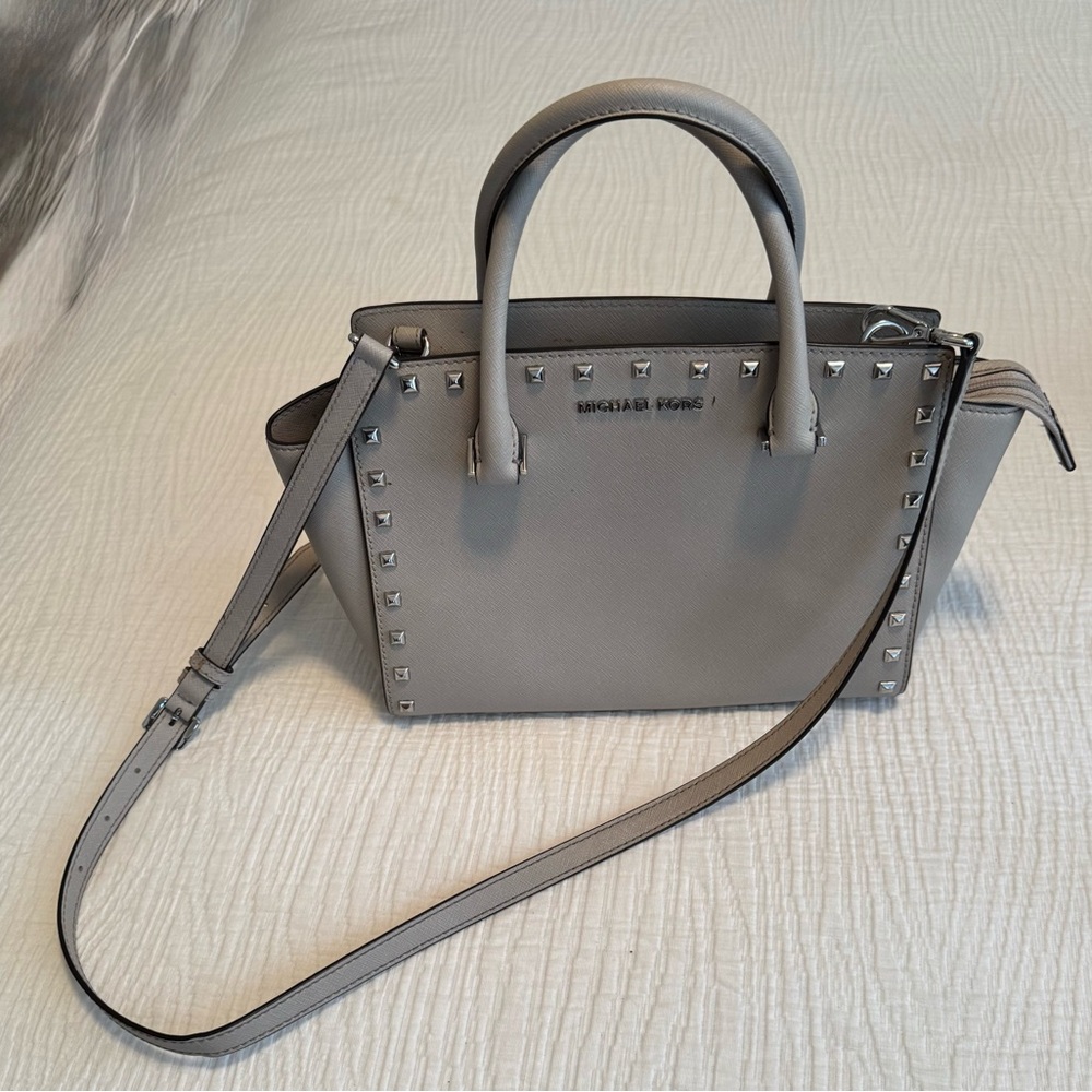 Michael Kors Gray Satchel with Silver Hardware